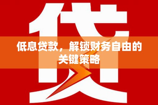 延安低息贷款，解锁财务自由的关键策略