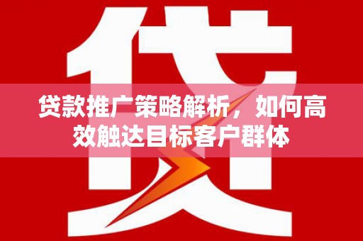 延安贷款推广策略解析，如何高效触达目标客户群体
