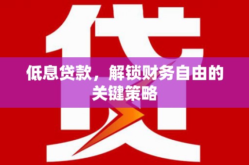 延安低息贷款，解锁财务自由的关键策略