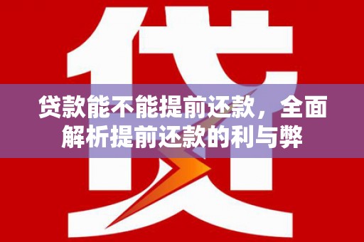 延安贷款能不能提前还款，全面解析提前还款的利与弊