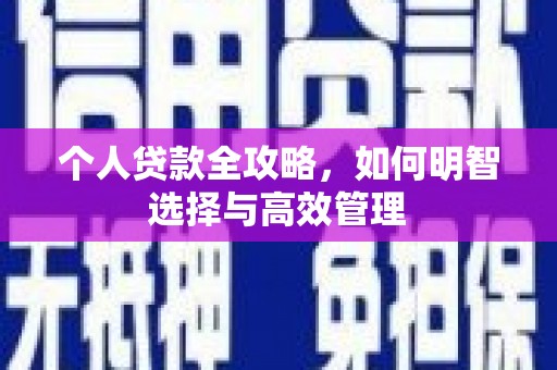 延安个人贷款全攻略，如何明智选择与高效管理